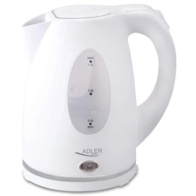 Obrázek Adler AD 1207 Kettle plastic 1,5 l, plast, litrů, bílá