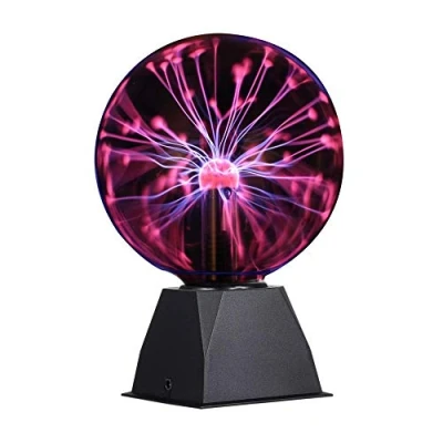 Obrázek DELIPOP 6palcová magická plazmová koule, Globe Sphere Light citlivý na dotyk a zvuk plazmový míč elektrostatická 220 V, červené světlo