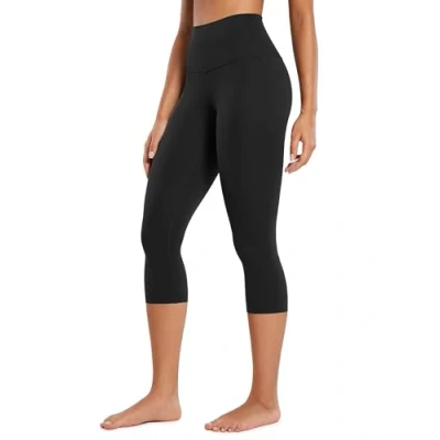 Obrázek CRZ YOGA Butterluxe dámské legíny s vysokým pasem Capri neprůhledné sportovní jóga fitness letní kalhoty 43/48/53/58 cm, černá