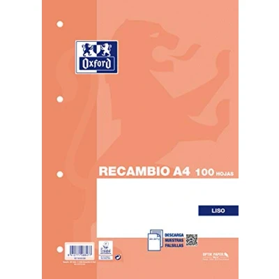 Obrázek OXFORD 100430209 Ersatzpapier 100 Blätter A4 90G leer