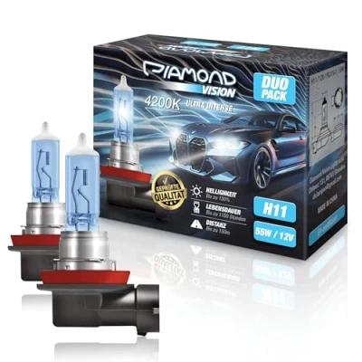 Obrázek Diamond Vision 2x H11 12V 55W Ultra Intense 4200K halogenová autožárovka do auta dvakrát tak dlouhá životnost Duobox zkušební značka E