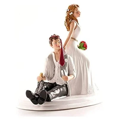 Obrázek Dekora 305133 Betrunkenes Brautpaar Figur für Hochzeitstorte 14 cm, Schwarz/Weiß