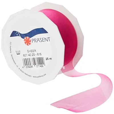 Obrázek PRÄSENT C.E. Pattberg Sheer Organzaband Koralle (pink), 25 m Geschenkband zum Einpacken von Geschenken, 40 mm Breite, Zubehör Dekorieren &amp; Basteln, Dekoband
