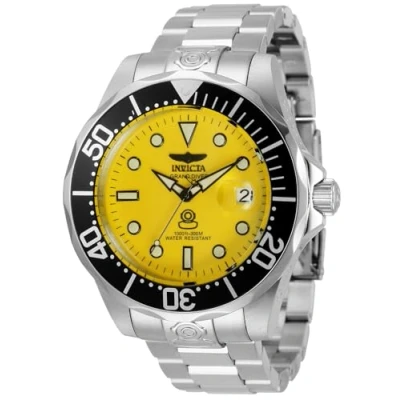 Obrázek Invicta Grand Diver ušlechtilá ocel pánské automatické Hodinky 47 mm, stříbrná/žlutá,