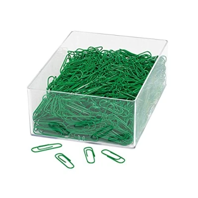 Obrázek Wedo 901244604 kancelářská svorka (z kovu 27 mm, potažená plastem v průhledné krabici) 1000 kusů, zelená