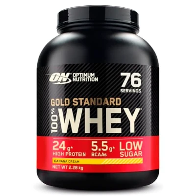 Obrázek Optimum Nutrition Gold Standard 100% Whey, proteinový prášek, příchuť banánový krém, 2. 28kg, 76 porcí