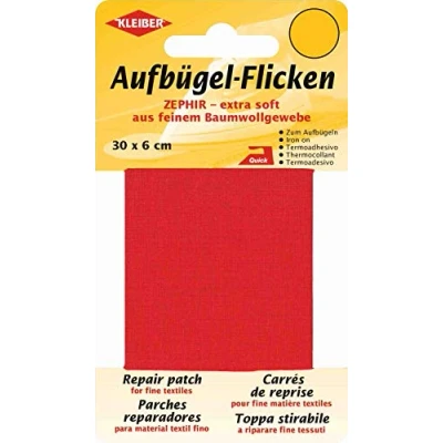 Obrázek Kleiber 30 x 6 cm extra měkká, jemná bavlněná páska k nažehlení, červená