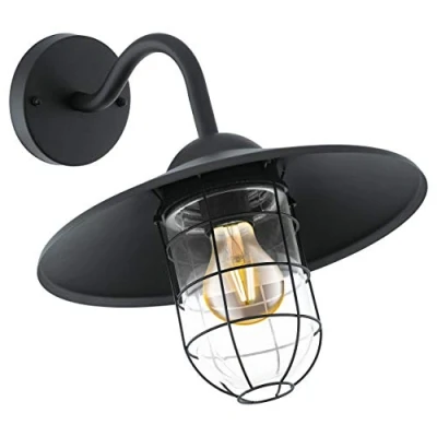Obrázek EGLO venkovní nástěnná lampa Melgoa, 1 plamenné svítidlo, nástěnné svítidlo z pozinkované oceli v černé barvě a skle průhledné, objímka E27, IP44