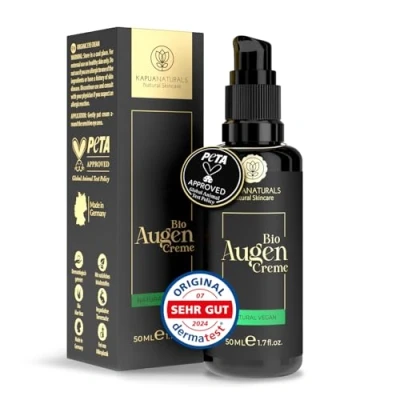 Obrázek BIO Oční krém s vysokou dávkou 50 ml 100% Vegan &amp; proti vráskám a kruhům pod očima Trvale vyrobený Regenerační péče stárnutí Made in Germany Odstraňuje kruhy