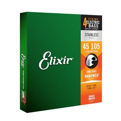 Obrázek Elixir 14677 struny bezešvá ocel 4 str. E basové s povrchovou úpravou NANOWEB, Long Scale, Light/Medium (.045 .105)