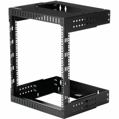 Obrázek StarTech.com 2pólová 12HE Heavy Duty montáž na stěnu síťový rack, 19&quot; Open Frame Server rack s nastavitelnou hloubkou, datový pro IT/AV/Patch Panele/Computer vybavení (RK12WALLOA)