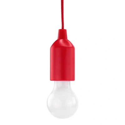 Obrázek HyCell Pull Light v červené barvě s tahacím spínačem vč. AAA baterií přenosná LED lampa teplá bílá mobilní svítidlo ideální pro zahradu kůlnu stan kempování podkroví šatník nebo party dekorace