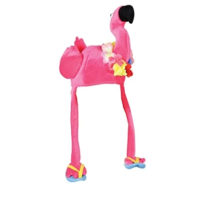 Obrázek Beistle 60740 Plüschhut, Flamingo, Luau Kopfbedeckung Zubehör für tropische hawaiianische Geburtstagsparty, Junggesellinnenabschiede, Stoff, Mehrfarbig