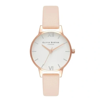 Obrázek Olivia Burton Analogové quartzové hodinky pro dámy s načervenalým koženým páskem OB16MDW21, Růžová (White Dial), Náramek