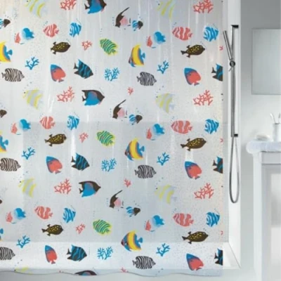 Obrázek Spirella Anti Schimmel Sprchový závěs Fish Multicolor antibakteriální, lze prát, vodotěsný vinyl 180 x 200 cm