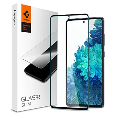 Obrázek Spigen Ochranná fólie kompatibilní se Samsung Galaxy S20 FE, černá Plné zakrytí, vhodné pro obaly, křišťálově čirá, 9H tvrzené sklo, proti poškrábání, 0,33 mm,