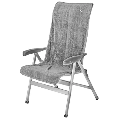 Obrázek Bo Camp Frottee Sitz Auflage Hochlehner Kissen Bezug Garten Camping Klapp Stuhl Grau