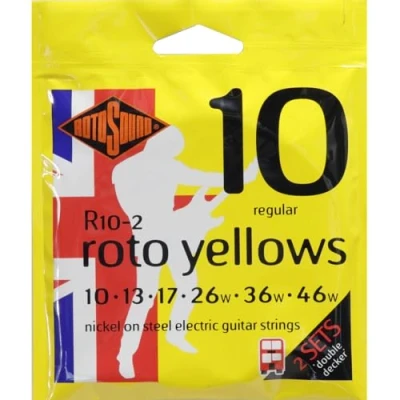 Obrázek Rotosound Struny pro elektrickou kytaru Roto nikl plated 2 sada YELLOWS R10 Regular 10 46
