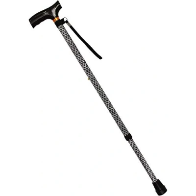 Obrázek Homecraft Folding Coloured Walking Stick with Wooden Handle, Lightweight Adjustable Cane for Balance, Mobility Aid, Etched Black, 825 925 mm/33 37 Inches, (Eligible VAT relief in the UK)