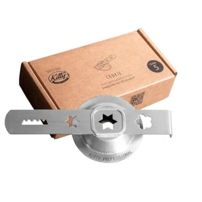 Obrázek Kitty Professional Nástavec na pečivo &quot;Cookie&quot; ušlechtilá ocel velikost 5 se 4 nejoblíbenějšími vzory šabloně kompatibilní s mlýnkem maso Kitchen Aid lze mýt v myčce nádobí