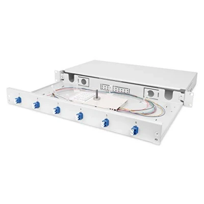 Obrázek DIGITUS LWL splétaný box 6 spojek LC OS2 1HE 19 palců Multimode Simplex S rozpojovací kazetou montáž do racku