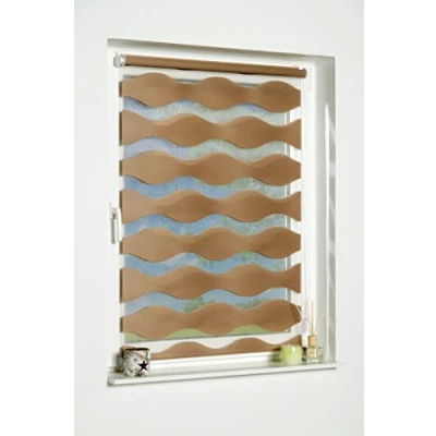 Obrázek K home Klemmfix dvojitá roleta &quot;vlna&quot; bez vrtání šedohnědá 100 cm x 150 (Š D)