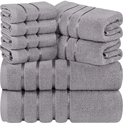 Obrázek Utopia Towels 8dílná sada ručníků se závěsným poutkem z 97 % bavlny, savé a rychleschnoucí 2 osušky, ručníky, 4 žínky (studená šedá)