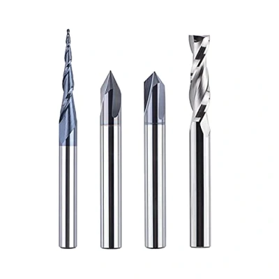 Obrázek SpeTool Sada 4 ks frézy 6 mm dřík ze slinutého karbidu VHM CNC fréza V drážka pro gravírování dřeva