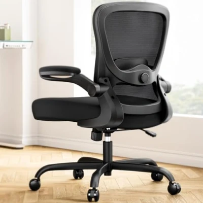 Obrázek Marsail ergonomická kancelářská židle s 3D bederní opěrkou, Flip Up područkami, 90 120 sklopným blokováním a silným sedákem, komfortní Home Office, nosnost až 136 kg