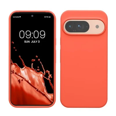 Obrázek kwmobile pouzdro kompatibilní s Google Pixel 9 / Pro silikonové na mobil měkký povrch bezdrátové nabíjení svítící korál