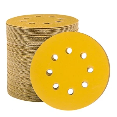 Obrázek STEBRUAM 100 Stück Schleifpapier 125mm Klett 180 Körnung, Profi Gold Rund 8 Loch Schleifscheiben für Exzenterschleifer,Für Holz Metall und Farbe
