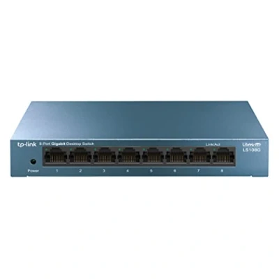 Obrázek TP Link TL LS108G LAN Switch 8 Port Netzwerk (Plug and Play Gigabit Splitter, Ethernet Hub lüfterlos, robustes Metallgehäuse)
