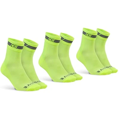 Obrázek GripGrab Classic Regular Cut sada 1 a 3 ks letních cyklistických ponožek na závodní kolo horské indoor cykloturistika ponožky, Žlutá Hi Vis páry