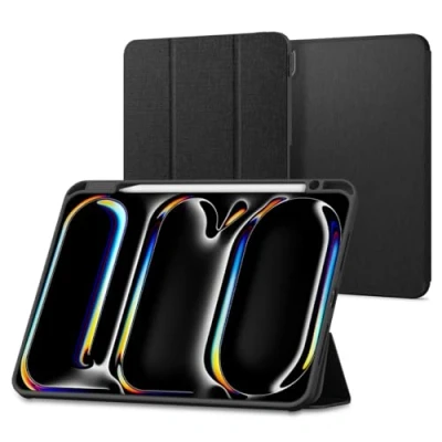 Obrázek Spigen Urban Fit pouzdro Pro iPad 11 palců 5. generace M4 (2024) Case s držákem na tužku, funkce automatického spánku/probuzení, nárazuvzdorné, štíhlé ochranné veganským velurem černé