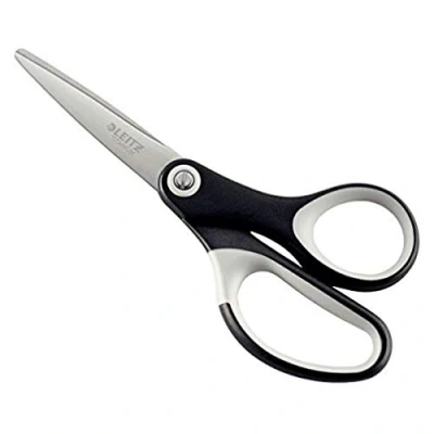 Obrázek Leitz Titanové nůžky, vysoce kvalitní nůžky pro domácnost s ergonomickou rukojetí, čepele z nerezové oceli, domácnost, kancelář a školu, délka 15 cm, černé, 54156095
