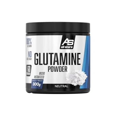 Obrázek All Stars Glutamin prášek I 300 g glutaminový vysoké dávky 5000 mg čistého L glutaminu v jedné porci Supplement se syrovátkovým peptidem &amp; bez kofeinu tuku aminokyseliny dobře rozpustné