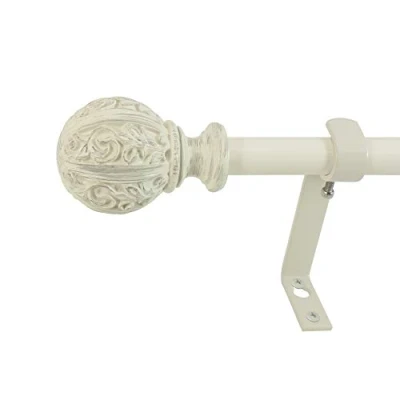 Obrázek Decopolitan 29992 26DW Gardinenstangen Set, Blattkugel, 1,6 cm, 66 bis 122,9 Elfenbeinfarben