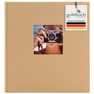 Obrázek goldbuch Fotoalbum s výřezem do okna, Bella Vista Trend, 30 x 31 cm, 60 bílých stran pergamenovými listy, len, písek, 27506