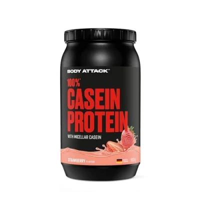 Obrázek Body Attack 100% kasein Protein Strawberry Cream, 1 balení (1 x 900 g)