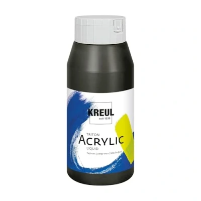 Obrázek KREUL 17009 Solo Goya Triton akrylová barva černá, 750ml láhev, rychle a matně schnoucí, na vodní bázi, ve studiové kvalitě, mnohostranně použitelná, dobře krycí vydatná