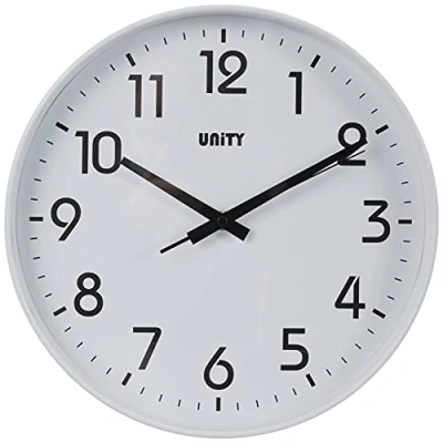 Obrázek Unity Nástěnné hodiny, Fradley, Silent Sweep, moderní, bílé, 30 cm