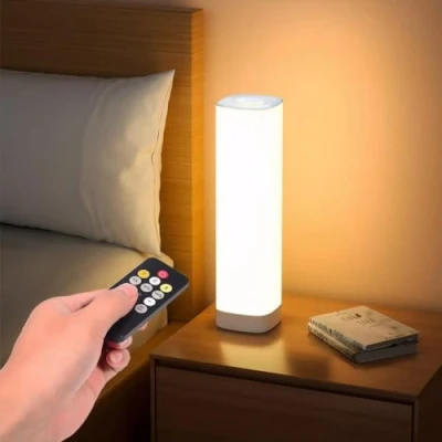 Obrázek Semlos LED stolní lampa do ložnice, noční světlo se 3 barvami a 10 stmívatelným jasem, na stolek Touch s dálkovým ovládáním, stolek, postele kancelář