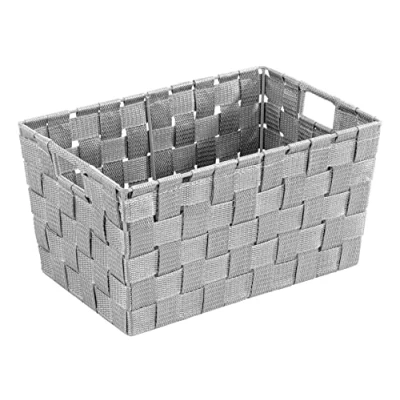 Obrázek WENKO Koupelnový koš Mod. Adria trendy úložný box do koupelny, kuchyně a WC pro hosty, šedý ze stabilního PP pletiva s kovovými tyčemi, rozměry 30 x 15 20 cm