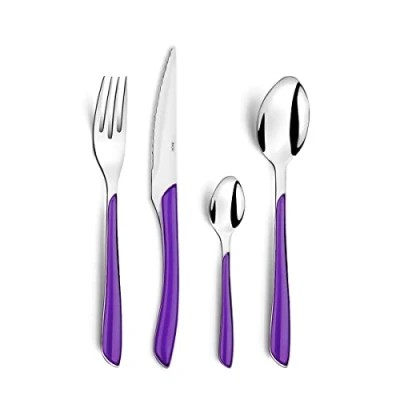 Obrázek Amefa ECLAT Besteck, Essbesteck für 4 Personen, Edelstahl mit hochwertigen Kunststoff Griffschalen in violett, 16 teilig, Violine