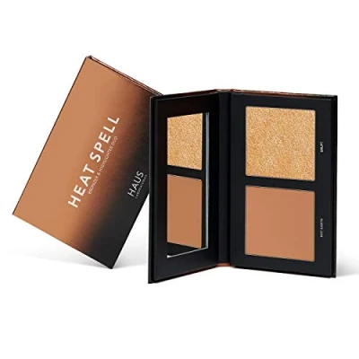 Obrázek HAUS LABORATORIES By Lady Gaga: HEAT SPELL BRONZER &amp; highlight Duo Matný pudrový bronz a svítící rozjasňovač, různé palety, bezešvý lesk, veganské netestované na zvířatech 0,38 oz