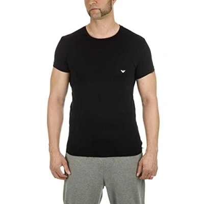 Obrázek Emporio Armani Pánské tričko Men&#039;s Basic Stretch Cotton with Crew Neck horní díl pyžama, černá