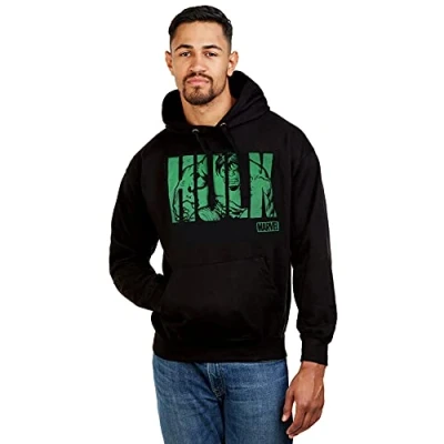 Obrázek Marvel Herren Hulk Text Hoodie, Schwarz (Schwarz Schwarz), L