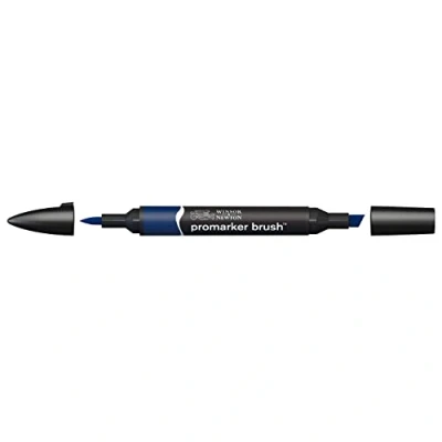 Obrázek Winsor &amp; Newton 0204169 BrushMarker (pro výkresy, kaligrafii, design a rozvržení, kresby bez šmouh s klínem štětcovým hrotem), indigová modrá