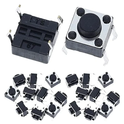 Obrázek Youmile 100 kusů miniaturních mikrotlačítkových spínačů 6 x 5 mm kvalitní spínač SPST Miniature/Mini/Micro/Small PCB