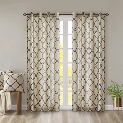 Obrázek Madison Park Saratoga závěs s oky pro okno, obývací pokoj, ložnici, okenní panel 50 x 84 khaki